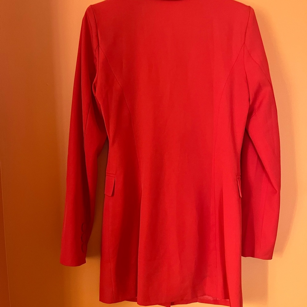 Red blazer mini dress, deep v cut - Picture 2 of 5